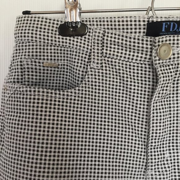 Mid Rise Slit Capri Pants/ Stretchy Jean/Plaid - Picture 2 of 6